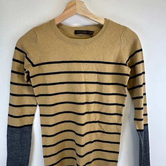 The Limited Brown Striped Wool Blend Crew Neck Long Sleeve Sweater Wmns Size XS - Picture 3 of 14
